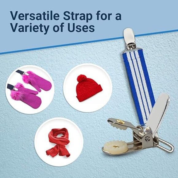 Hold'Em Elastic Scarf and Hat Clips Attacher Extra Heavy Clips  - Red and White - Picture 4 of 7